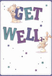 With a gentle playfulness that feels right at home in Hanwell, this get well card shines with warmth and hope. Two adorable characters-a soft teddy bear and a winsome puppy-are illustrated as if in mid-laughter, each supporting bright, bold letters spelling out 'Get Well' across the page. The colour palette-saturated indigos and teals for the text-stands out vividly against a clean white background, reminiscent of the fresh starts each bouquet promises when delivered to Hanwell homes. Dotted with floating stars in gentle blue and purple hues, the card's energy recalls the vibrant blooms and supportive gestures found at Flowers Hanwell, especially for neighbours on the mend. The furry texture of each animal is so lovingly depicted, one can almost imagine reaching out to offer a comforting cuddle, much as we hope our thoughtfully crafted arrangements bring a little extra solace to those in recovery across the area.